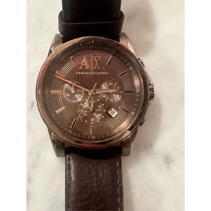 AX Armani Exchange Watch Chronograph Dark Brown Leather Strap